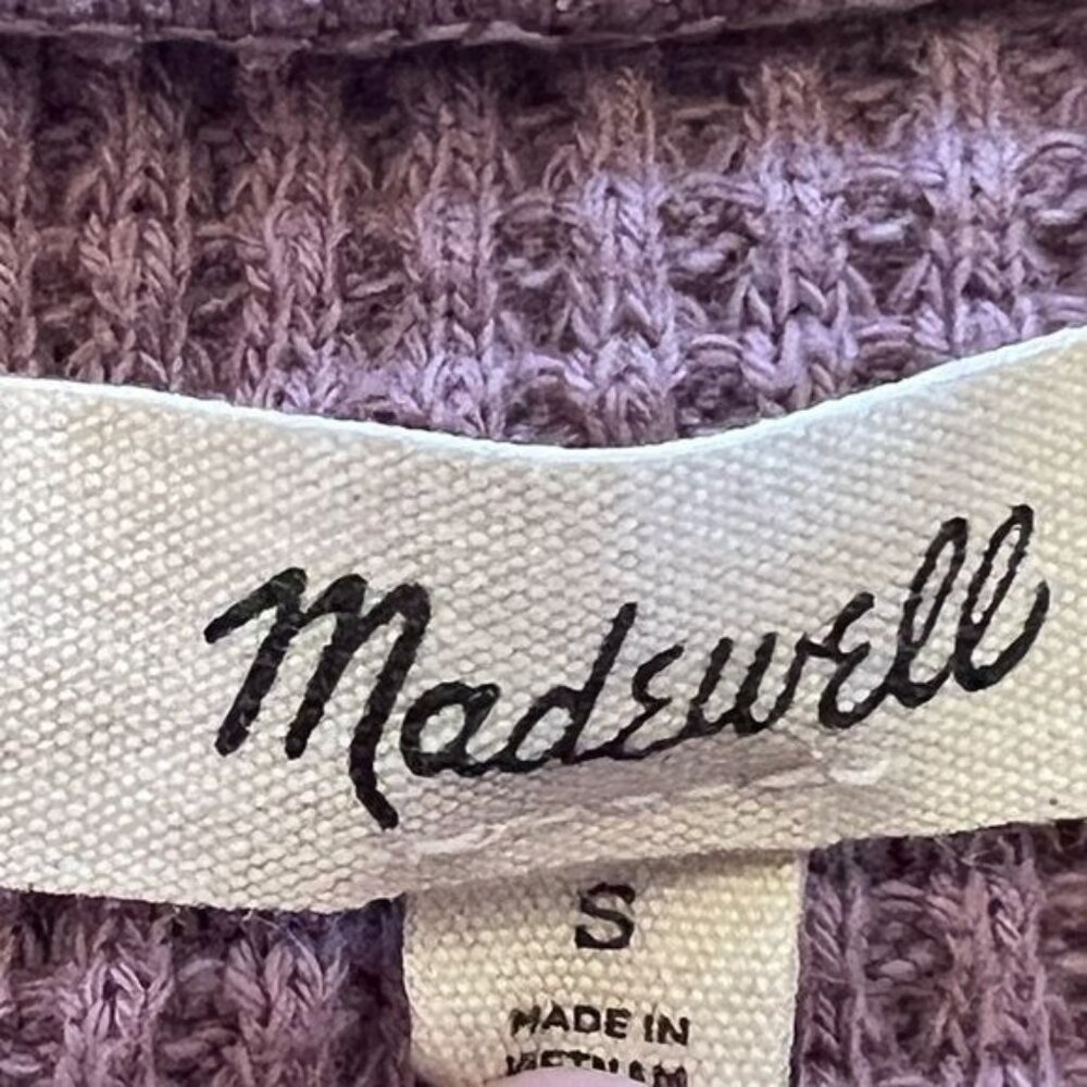 Madewell Waffle Knit V-Neck Long-Sleeve Sweater Size Small Style #NI071 Lavender - Picture 9 of 10